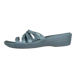 Crocs Rhonda Black Wedge Slip-On‎ Sandals Women's Size 11 Comfort Lightweight